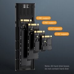 Qoltec Корпус для накопителя M.2 SSD, SATA, NVMe, USB C цена и информация | Чехлы для жёстких дисков | 220.lv