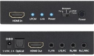 Audio komutators Techly HDMI audio DIGITAL LPCM DTS/ANALOG 7.1CH cena un informācija | Komutatori (Switch) | 220.lv