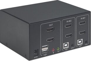 KVM переключатель Manhattan HDMI/USB 2x1 Dual-Monitor Video 4K*30Hz цена и информация | Коммутаторы (Switch) | 220.lv
