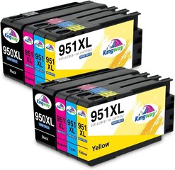 Kingway 950XL 951XL tintes kasetnes nomaiņa HP 950XL 951XL Multipack for HP OfficeJet Pro 8610 8620 8100 8625 8640 8660 251DW 276DW (2 melna 2 cyan 2 Magenta 2 dzeltena) cena un informācija | Tintes kārtridži | 220.lv