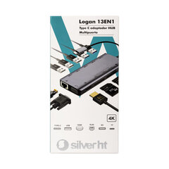 USB Centrmezgls Silver HT LOGAN 13 EN 1 cena un informācija | Adapteri un USB centrmezgli | 220.lv