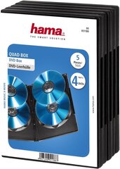 Hama DVD vāks par 4 DVD (piemērots arī CD un Blu-Rays, ar foliju vāka ievietošanai) 5-pack, melns cena un informācija | Tintes kārtridži | 220.lv