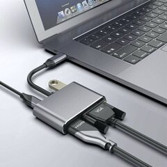 Alumīnija adaptera rumba 4W1 USB-C uz 4K HDMI, VGA, USB 3.0, PD USB-C цена и информация | Адаптеры и USB разветвители | 220.lv