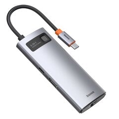 Многофункциональный кардридер, 6 в 1, Baseus HUB, USB USB-C PD HDMI 3x USB, 3.2 RJ45, серый цена и информация | Адаптеры и USB разветвители | 220.lv