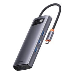 Станция подключения, 6 в 1, Baseus USB-C HDMI, 3xUSB, 3.2 Power Delivery VGA, серый цена и информация | Адаптеры и USB разветвители | 220.lv