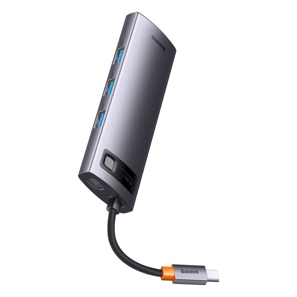 Karšu lasītājs, 6in1, Baseus StarJoy HUB, USB-C 3xUSB HDMI RJ45 PD, pelēks цена и информация | Adapteri un USB centrmezgli | 220.lv