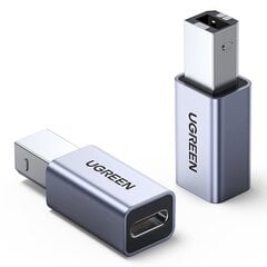 Переходник, Ugreen US3821, USB-C на USB-B, для дискового принтера, серый цена и информация | Адаптеры и USB разветвители | 220.lv