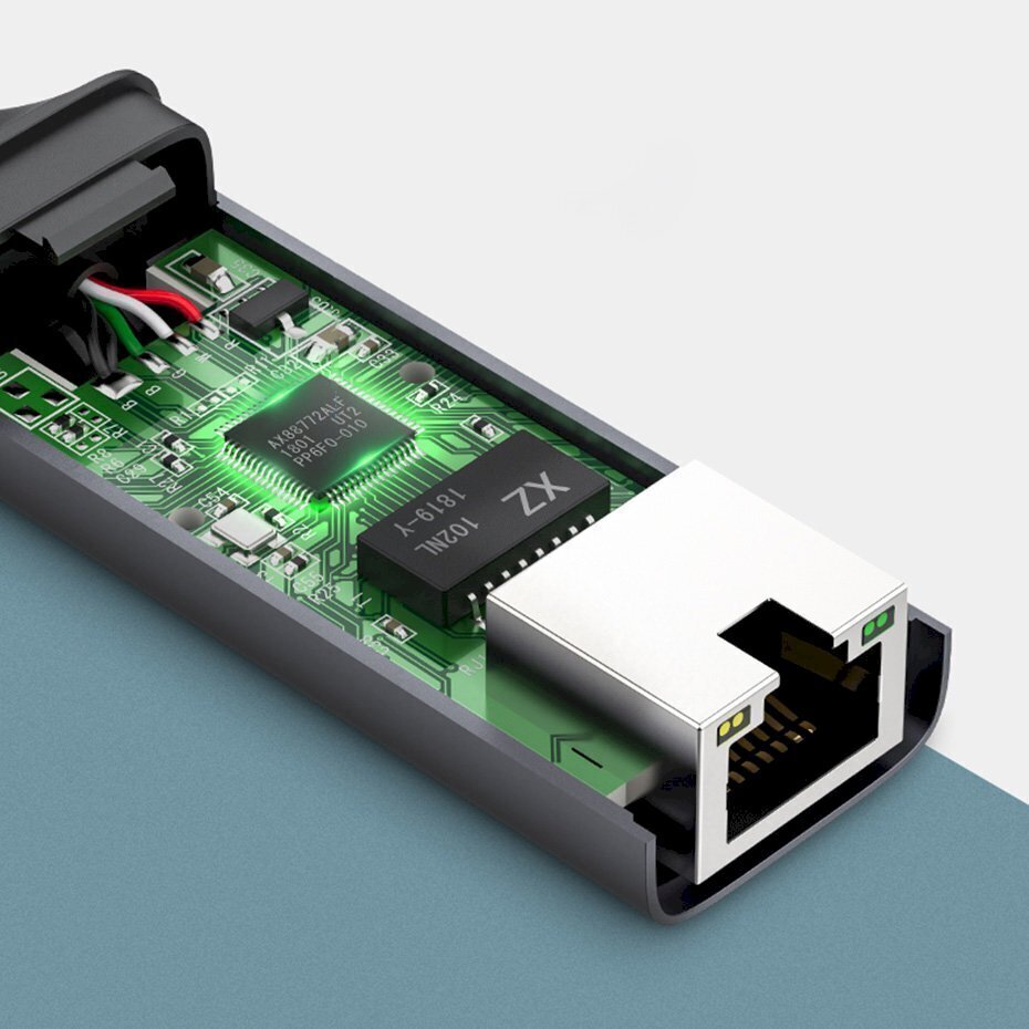 Ārējais LAN adapteris, RJ45 - USB-C 1, Gigabit Ethernet, pelēks cena un informācija | Adapteri un USB centrmezgli | 220.lv