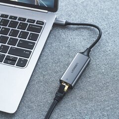 Внешний адаптер локальной сети, RJ45 - USB-C 1, гигабитный Ethernet, серый цена и информация | Адаптеры и USB разветвители | 220.lv