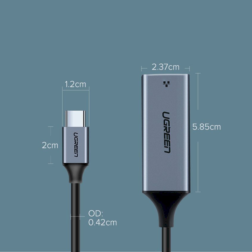 Ārējais LAN adapteris, RJ45 - USB-C 1, Gigabit Ethernet, pelēks cena un informācija | Adapteri un USB centrmezgli | 220.lv