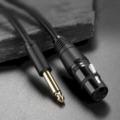 Audio kabeļa adapteris, Ugreen, mikrofona XLR iekšējais, 6,35 mm., ārējais jack 2 m., melns cena un informācija | Adapteri un USB centrmezgli | 220.lv