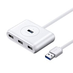 Daudzfunkcionāls HUB USB pieslēgvietu sadalītājs, Ugreen, 4x USB 3.0, 1 m, balts cena un informācija | Adapteri un USB centrmezgli | 220.lv