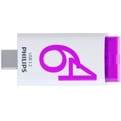 PHILIPS USB-C 3.2 Gen 1 Flash Drive Click Magic Purple 64GB cena un informācija | USB Atmiņas kartes | 220.lv