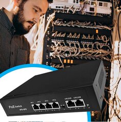 Slēdzis POE 4+2 4xPOE 2xUplink 10/100Mbps 65W PoE+ kamerām + EXTEND funkcija цена и информация | Аксессуары для компьютерных игр | 220.lv