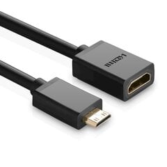 Кабель-переходник, Ugreen 201137, HDMI внутренний - mini HDMI внешний, 4K 60Hz HEC ARC, 22 см, черный цена и информация | Адаптеры и USB разветвители | 220.lv