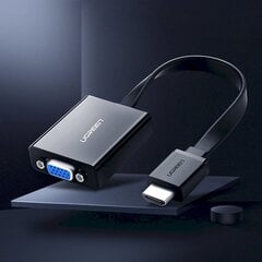 Переходник, Ugreen HD Converter, HDMI - VGA micro USB, AUX аудио, 3.5 мм., миниджек, черный цена и информация | Адаптеры и USB разветвители | 220.lv