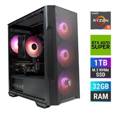 Компьютер MonsterX Ryzen 5 7600X 32GB 1TB NVME RTX4070S цена и информация | Стационарные компьютеры | 220.lv