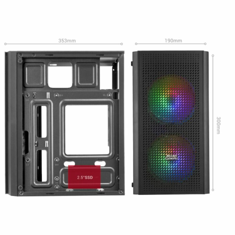 ATX Mikro Kārba Mars Gaming MC300 Melns RGB mATX cena un informācija | Datoru korpusi | 220.lv