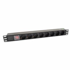 OEM 19" PDU sadales panelis ar 8 portiem (EU), C14 spraudnis PDU08SFC14 cena un informācija | Datoru korpusi | 220.lv