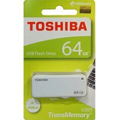 Zibatmiņas disks Toshiba U203, 64 GB USB 2.0, balts cena un informācija | USB Atmiņas kartes | 220.lv