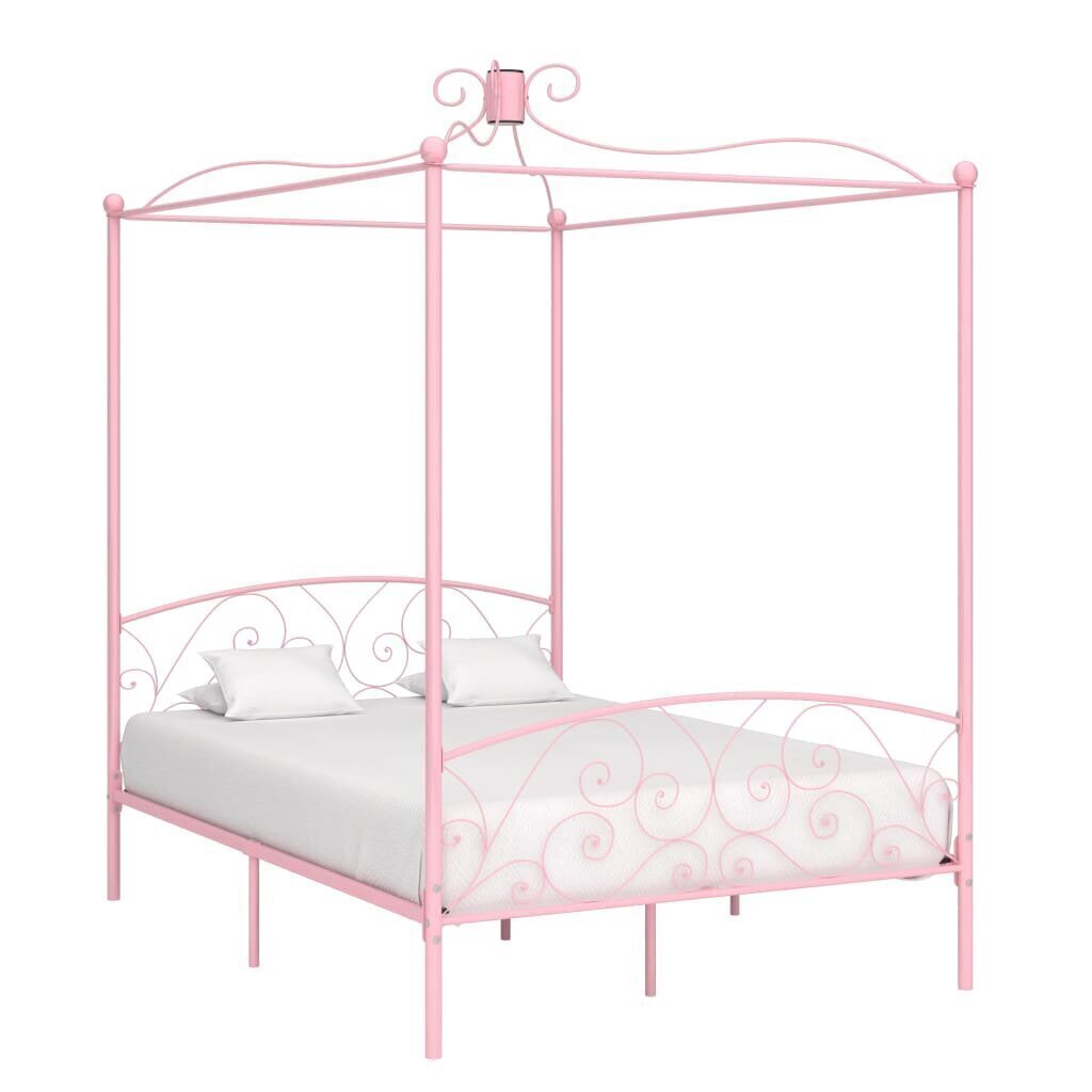 gultas rāmis ar nojumi, rozā, metāls, 120x200 cm цена и информация | Gultas | 220.lv