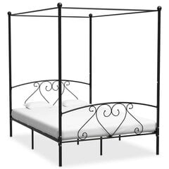 gultas rāmis ar nojumi, melns, metāls, 160x200 cm cena un informācija | Gultas | 220.lv