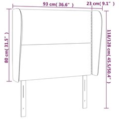 Galvgalis ar malām, 93x23x118/128 cm, tumši pelēks samts cena un informācija | Gultas | 220.lv