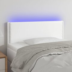 gultas galvgalis ar LED, 80x5x78/88 cm, balta mākslīgā āda cena un informācija | Gultas | 220.lv