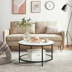 Dīvāna galds ar marmora virsmu Vasagle, 80 x 45,5 cm, melns/balts cena un informācija | Žurnālgaldiņi | 220.lv