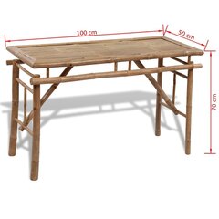 alus galds ar 2 soliem, 100 cm, bambuss cena un informācija | Dārza mēbeļu komplekti | 220.lv