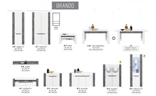 Skapis ar plauktiem Liveo Brando B6, balts/pelēks cena un informācija | Skapīši viesistabai | 220.lv