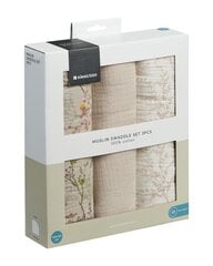 Муслиновые пеленки KikkaBoo Secret Garden Beige, 100x100 см, 3 шт. цена и информация | Пеленальные доски и пеленки | 220.lv