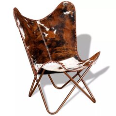 tauriņa formas krēsls, brūns un balts, dabīga govs āda cena un informācija | Atpūtas krēsli | 220.lv