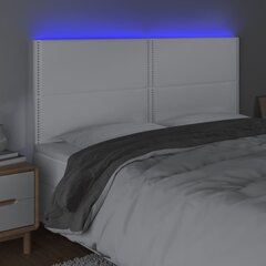 gultas galvgalis ar LED, 180x5x118/128 cm, balta mākslīgā āda cena un informācija | Gultas | 220.lv