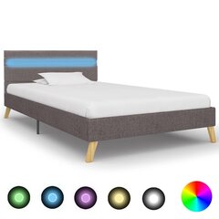 gultas rāmis ar LED, gaiši pelēks audums, 100x200 cm cena un informācija | Gultas | 220.lv