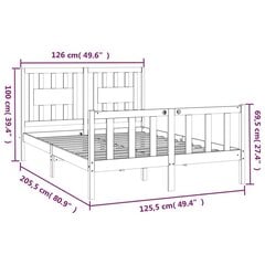 gultas rāmis ar galvgali, melns, priedes masīvkoks, 120x200 cm cena un informācija | Gultas | 220.lv