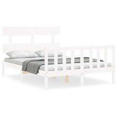 gultas rāmis ar galvgali, 120x200 cm, masīvkoks, balts cena un informācija | Gultas | 220.lv
