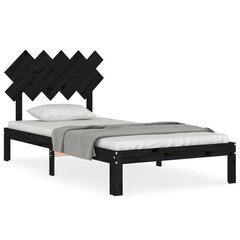gultas rāmis ar galvgali, 100x200 cm, masīvkoks, melns cena un informācija | Gultas | 220.lv