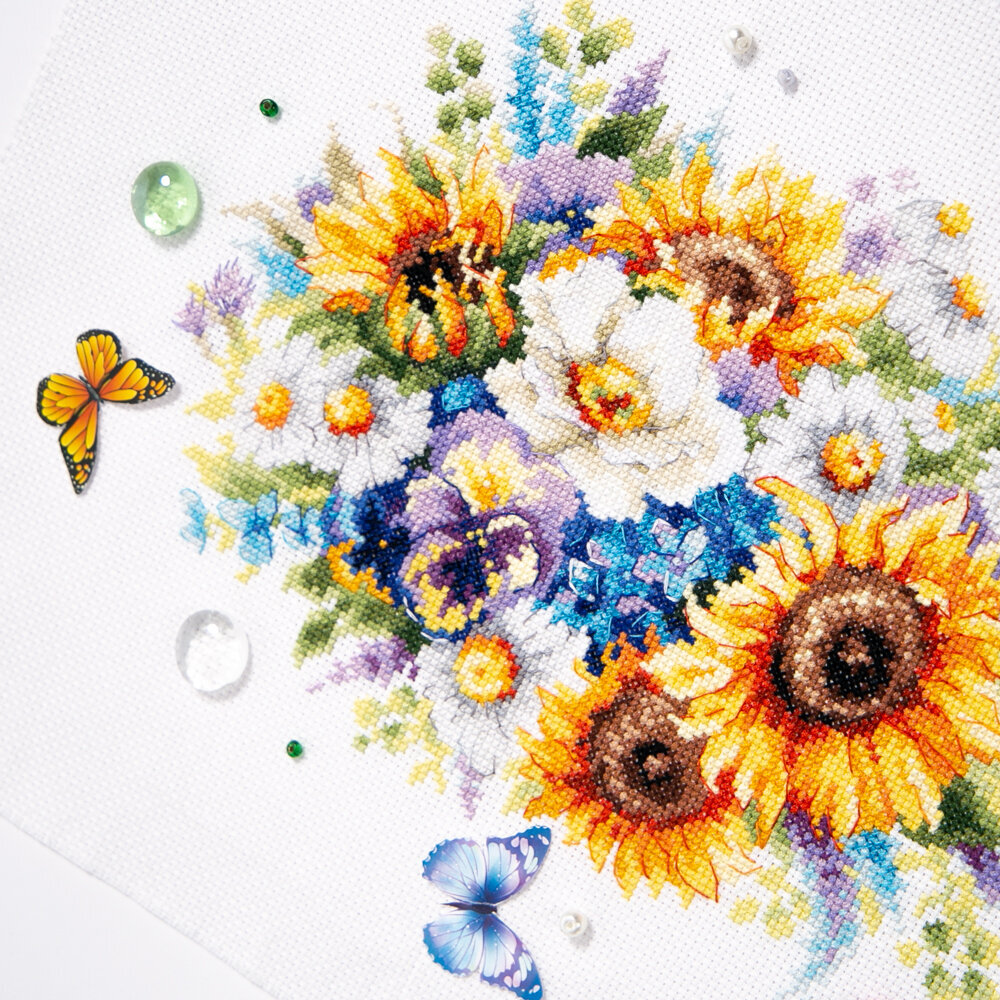 Izšūšanas komplekts Magic Needle Bouquet with Sunflowers 210-312 cena un informācija | Izšūšanas piederumi | 220.lv