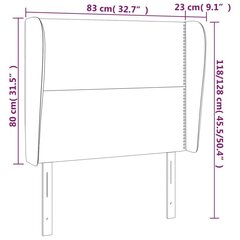 galvgalis ar malām, 83x23x118/128 cm, pelēka mākslīgā āda цена и информация | Кровати | 220.lv