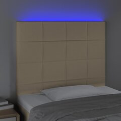 gultas galvgalis ar LED, 90x5x118/128 cm, krēmkrāsas audums cena un informācija | Gultas | 220.lv