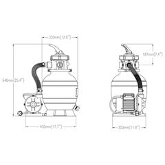 baseina smilšu filtrs ar 6 pozīciju vārstu, melns цена и информация | Фильтры для бассейнов | 220.lv