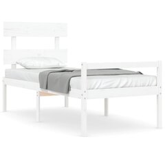 gultas rāmis ar galvgali, balts, 3FT, vienvietīgs, masīvkoks cena un informācija | Gultas | 220.lv