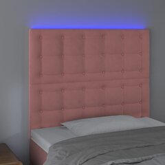 gultas galvgalis ar LED, 100x5x118/128 cm, rozā samts цена и информация | Кровати | 220.lv