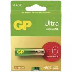 Baterijas GP Ultra alkaline LR6 / AA, 6 gab. cena un informācija | Baterijas | 220.lv