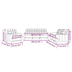 3-daļīgs dīvānu komplekts ar spilveniem , brūns cena un informācija | Dīvāni | 220.lv
