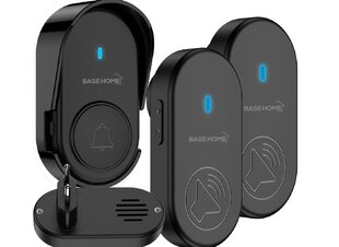 Беспроводной дверной звонок Basehome F501 1T+2R, черный цена и информация | Дверные звонки, глазки | 220.lv