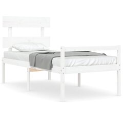 gultas rāmis ar galvgali, balts, masīvkoks, 90x200 cm cena un informācija | Gultas | 220.lv
