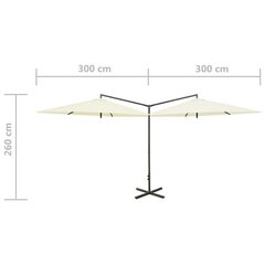 Dubultais saulessargs ar tērauda kātu , 600 cm, smilšu krāsā цена и информация | Зонты, маркизы, стойки | 220.lv