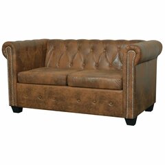 Двухместный диван Chesterfield, коричневый цена и информация | Диваны | 220.lv